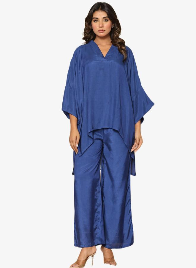 KASYA Dark Blue Muslin Co-Ord Set - Image 1